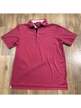 Greyson Vibrant Red Striped Men's Polo Golf Shirt Large